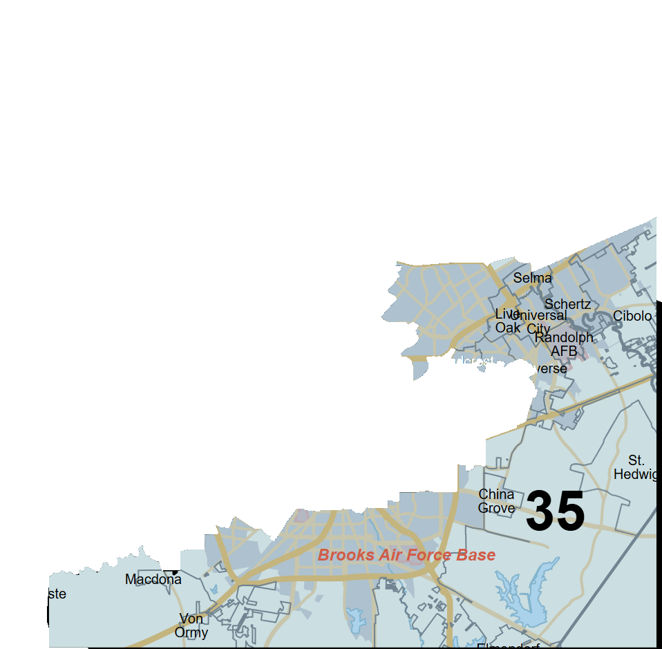Bexar County highlighted in TX-35
